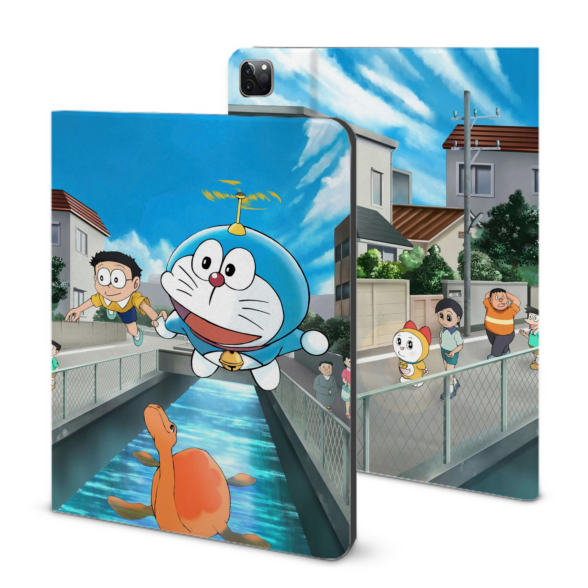 （画像用） ドラえもん Doraemon IPad ケース ブック型 PUレザー TPU 耐衝撃 軽量 薄型 ペン収納なし 全面保護 IPad 各モデル対応